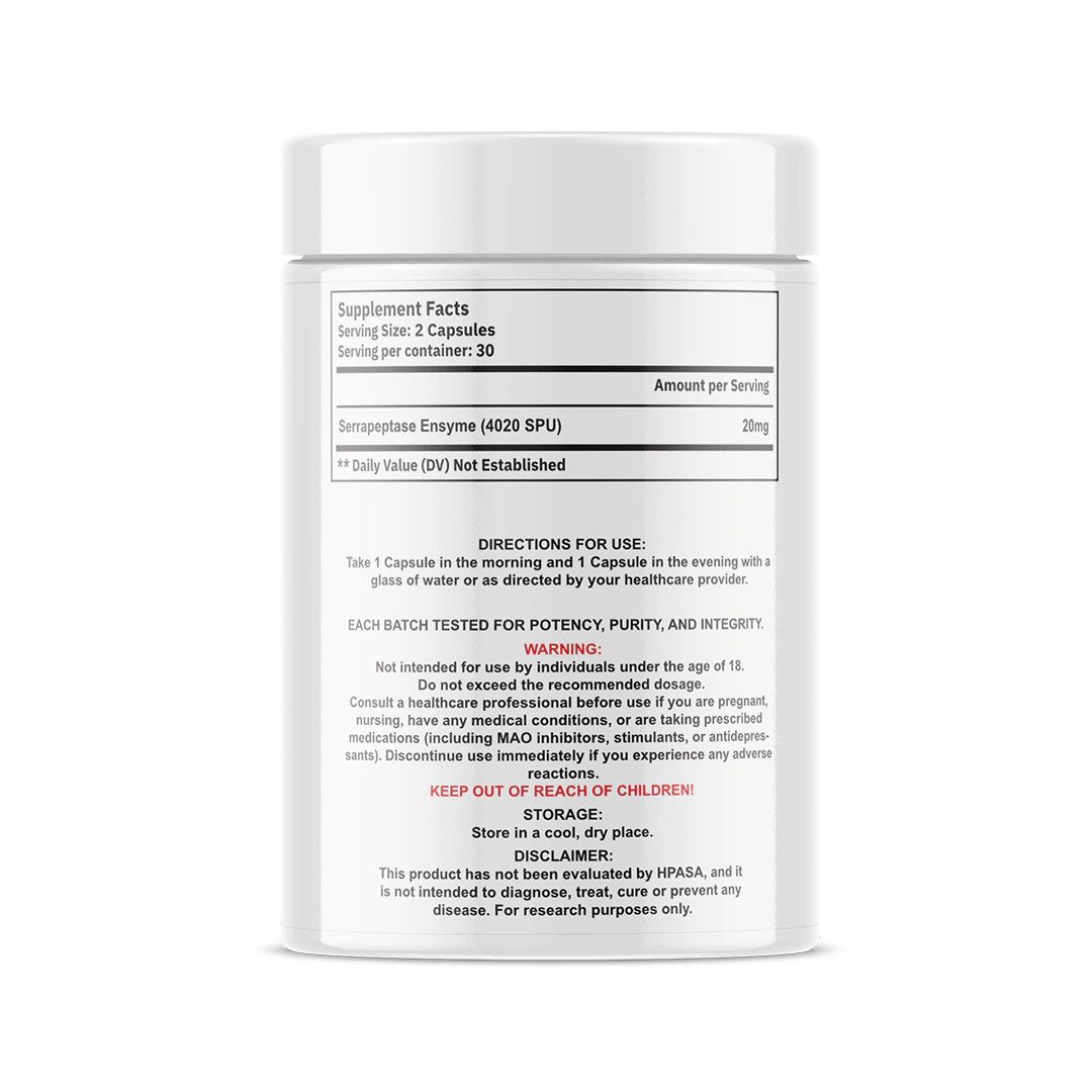 Limitless Performance Serrapeptase, back label
