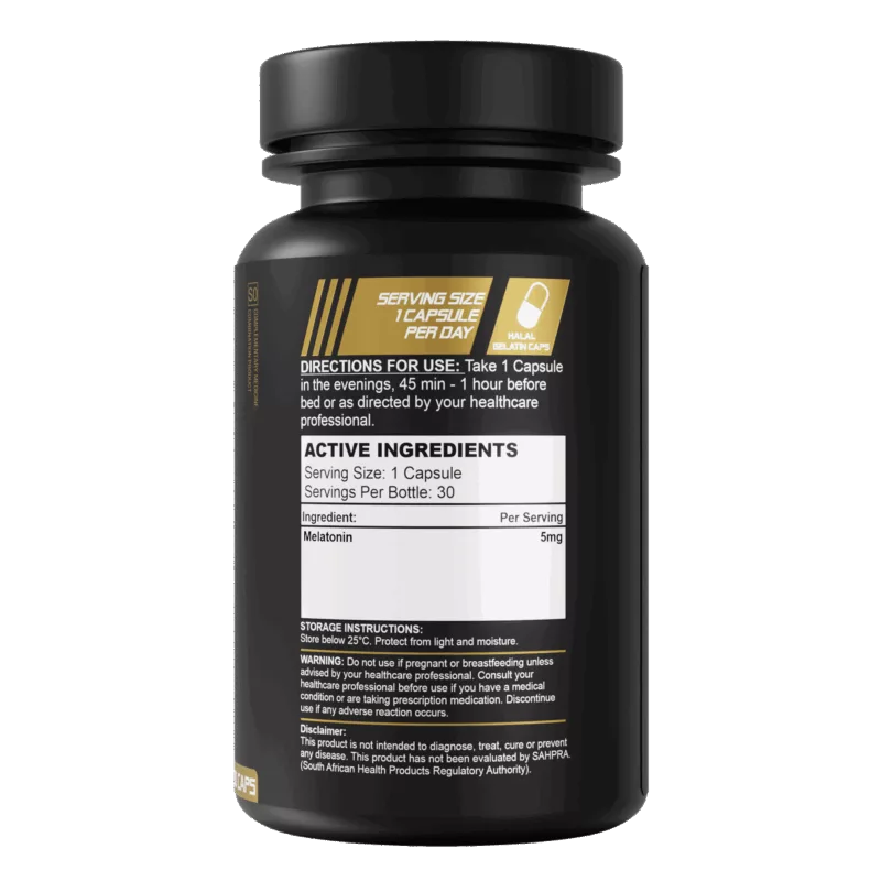 Melatonin Sleep bottle, label view